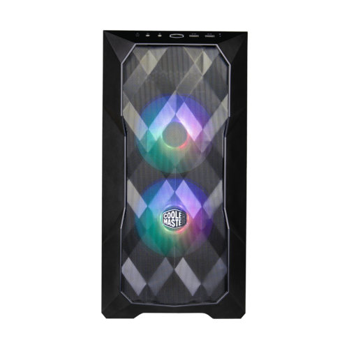 COOLER MASTER MATX CASE, POLYGON MESH, TEMPERED GLASS SIDE PANEL, ARGB FANS(2), 2YR