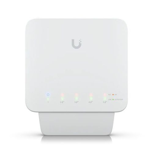 UBIQUITI UniFi SWITCH FLEX, (5)GbE(4 PoE+; 1 PoE++), 46W, COMPACT, WALL/POLE, 1YR thumbnail 1