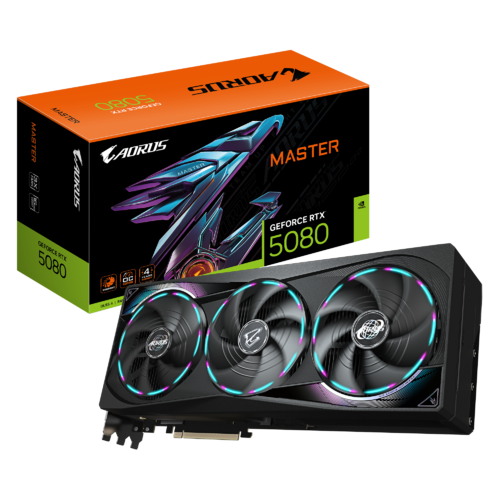 Gigabyte AORUS GeForce RTX™ 5080 MASTER 16G, 2805 MHz, CUDA 10752, 30 Gbps, GDDR7, 256 bit, PCI-E 5.0, PSU 850W, DisplayPort 2.1b x3 HDMI 2.1b x1 thumbnail 2