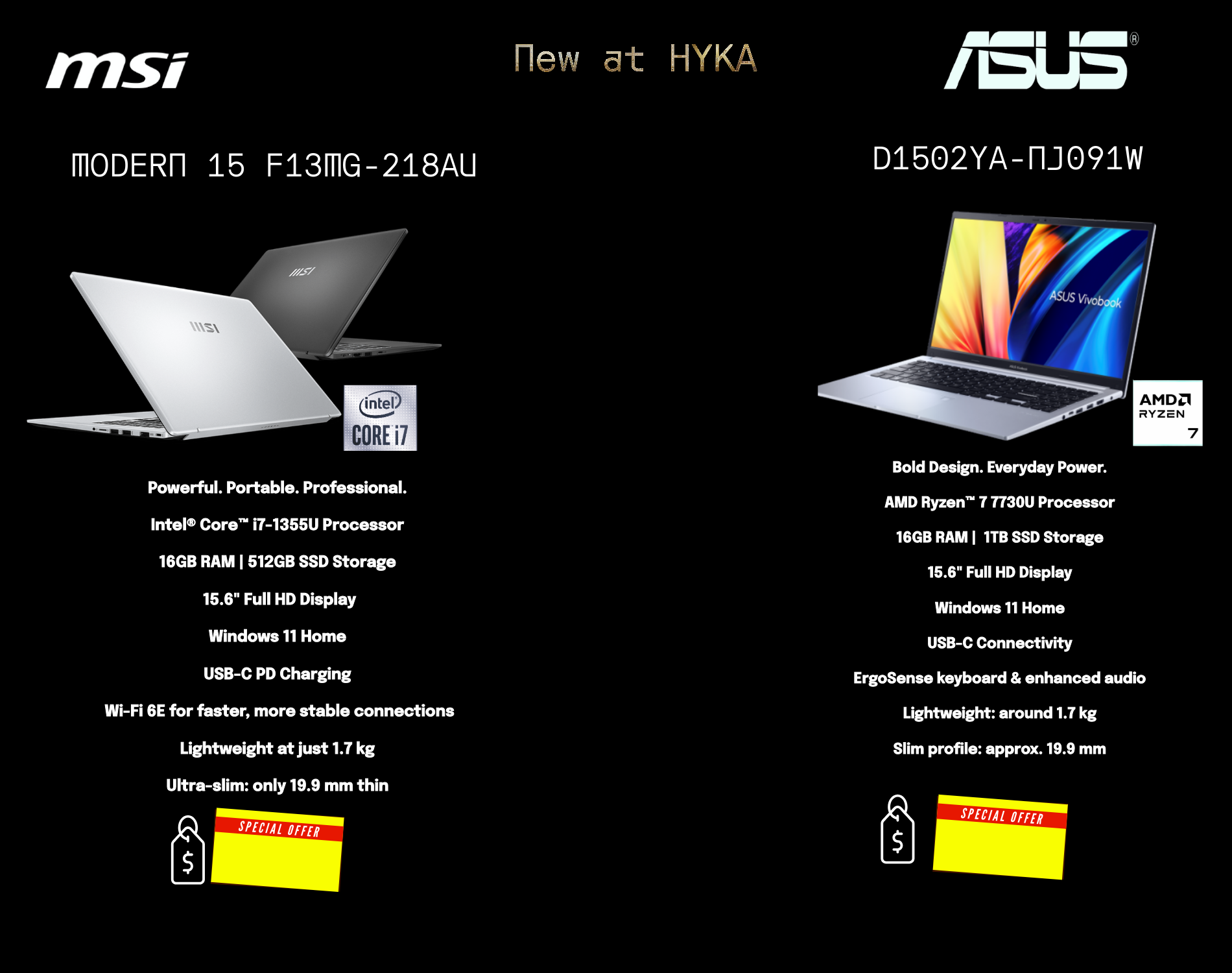 Asus and MSI notebook
